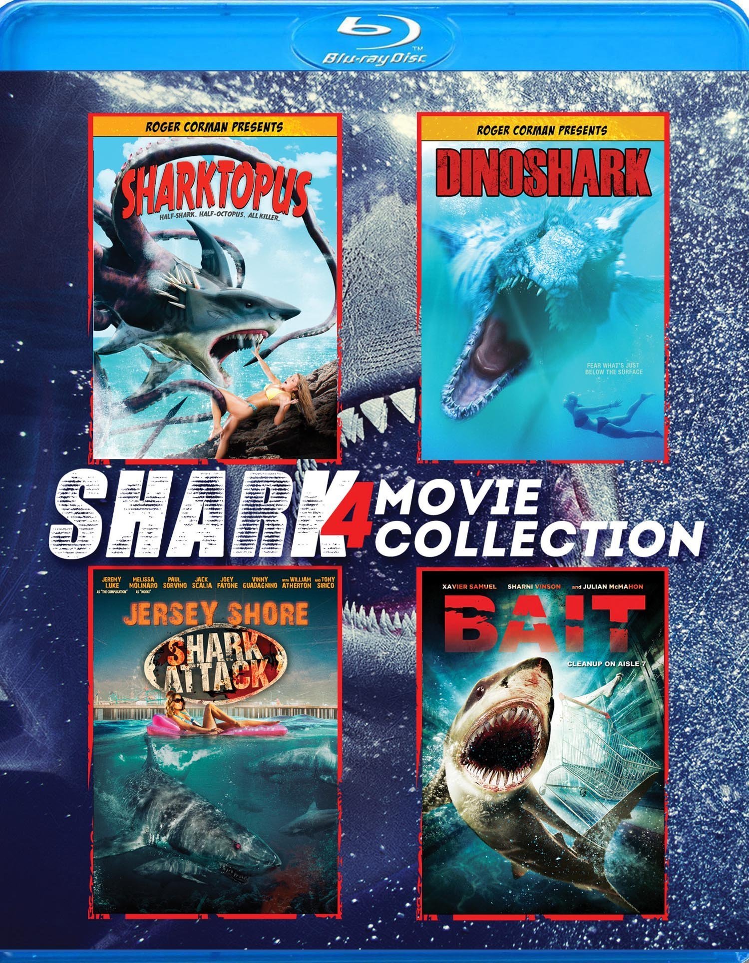 Shark 4 Movie Collection Blu-ray (Sharktopus / Dinoshark / Jersey