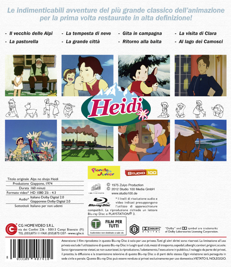 Heidi Le Avventure Indimenticabili Blu Ray Release Date November 8 2012 Alps No ShÅjo Heidi Heidi Girl Of The Alps Italy