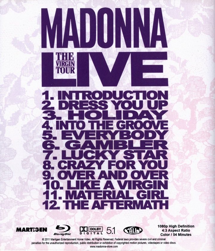 Madonna: The Virgin Tour — Live Blu-ray