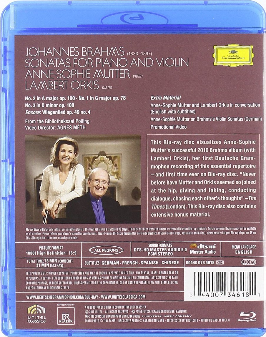 Anne-Sophie Mutter: Brahms - The Violin Sonatas Blu-ray (United