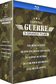 Coffret guerre - 5 grands films : Les brts verts + Quand les aigles attaquent + Le matre de guerre + De l'or pour les braves + Full Metal Jacket (Blu-ray)