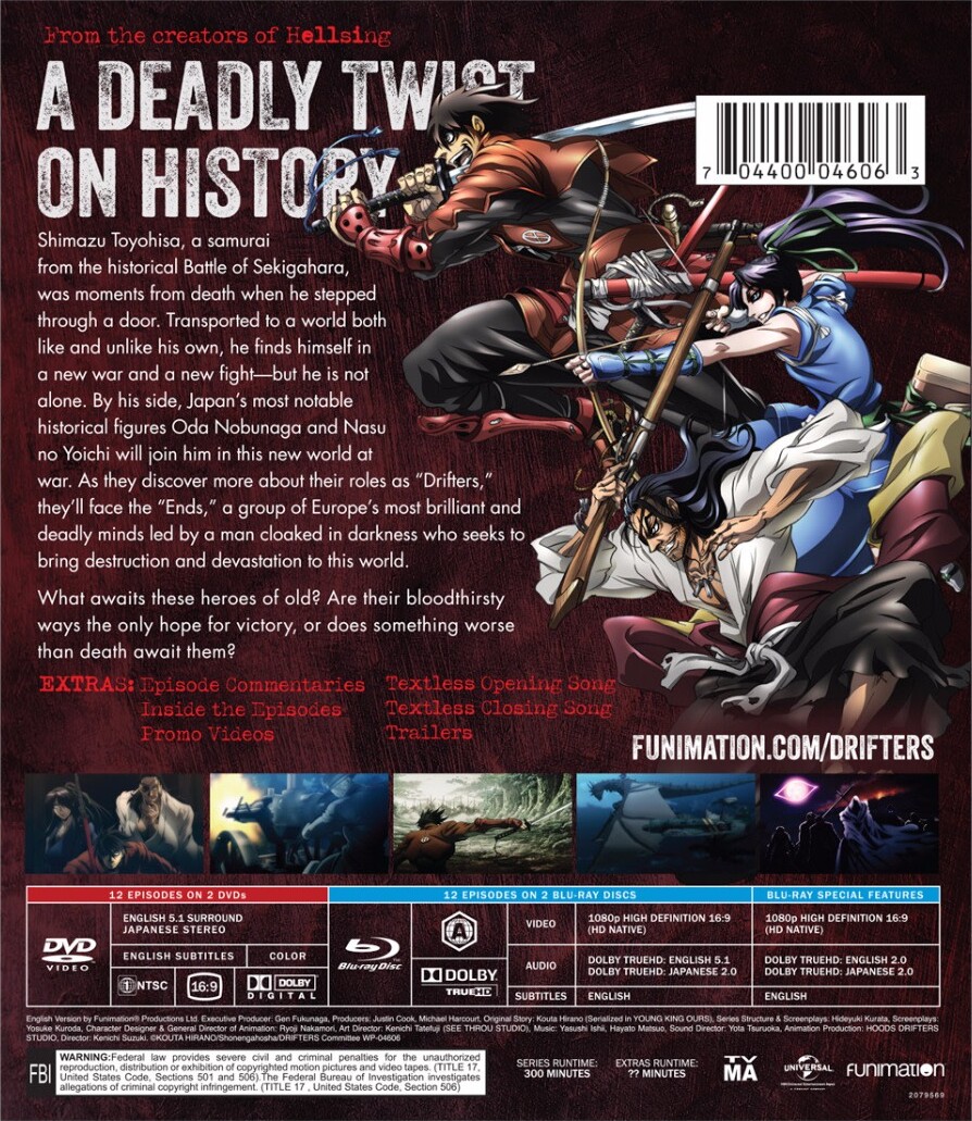 ANIME* DVD DRIFTERS VOL.1-12 END + OVA ENGLISH SUBTITLE REGION ALL