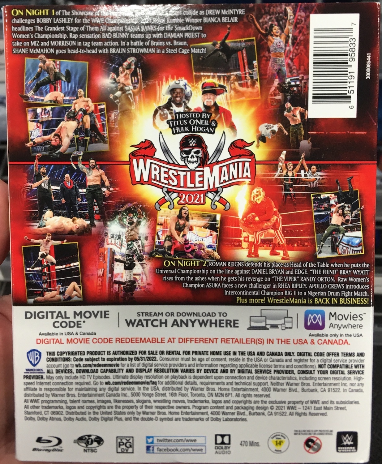 Wwe Wrestlemania 37 Blu Ray Blu Ray Digital Hd