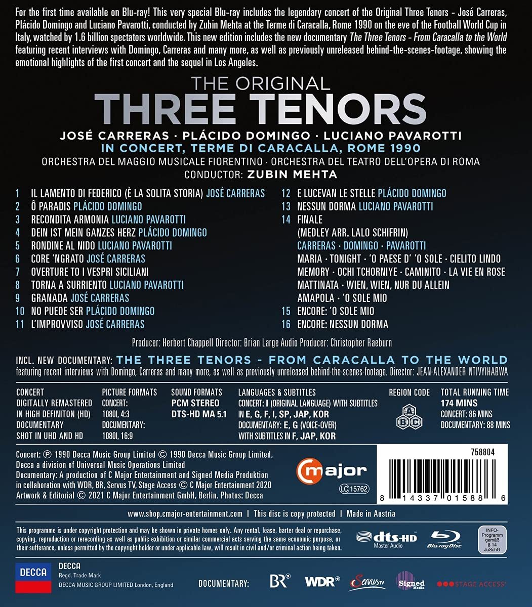 The Original Three Tenors Concert (1990) - Blu-ray Forum