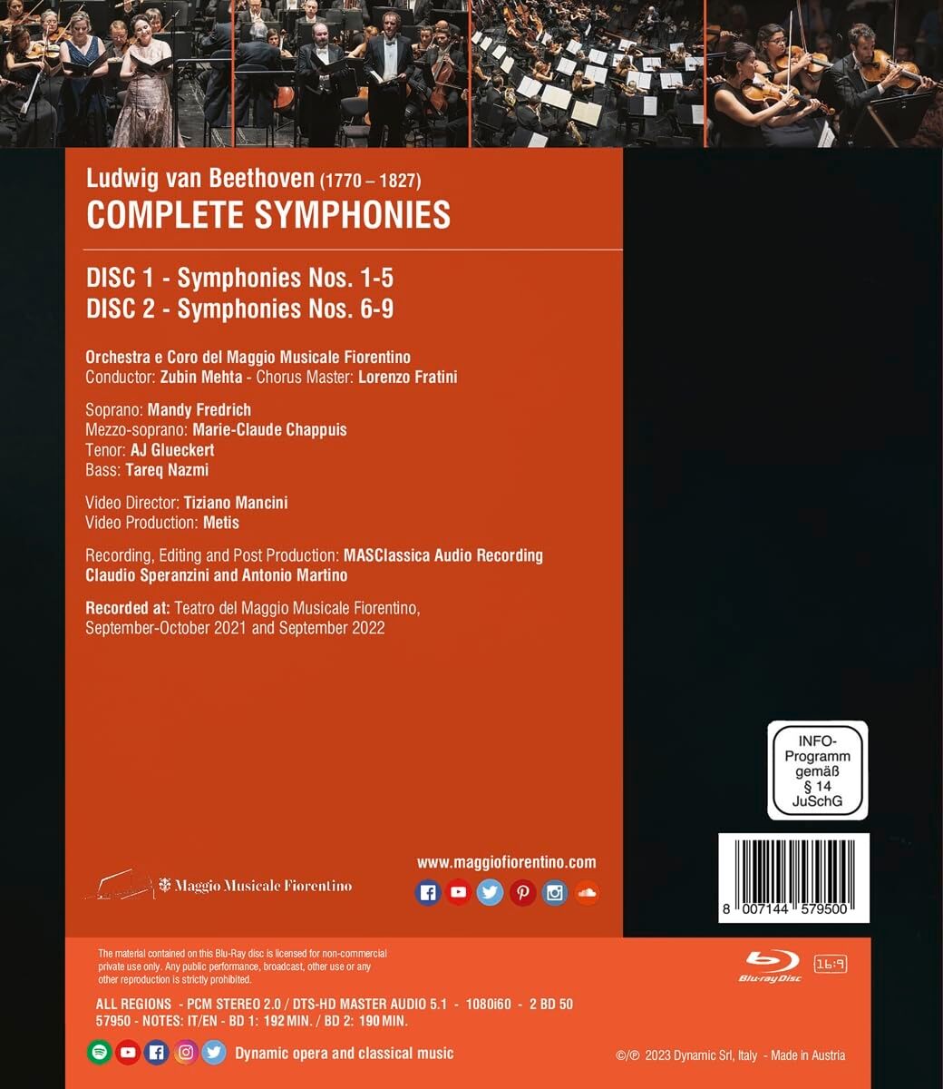 Ludwig van Beethoven: Complete Symphonies Blu-ray (Zubin Mehta