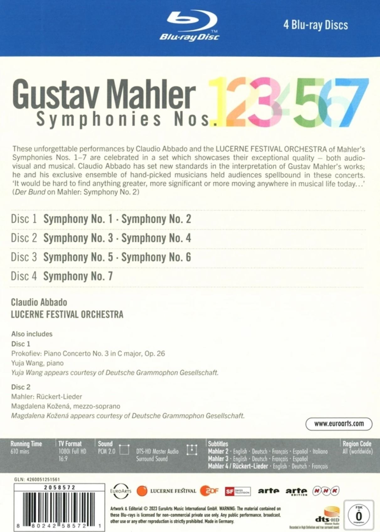 Gustav Mahler: Symphonies 1-7 Blu-ray (Claudio Abbado - Lucerne