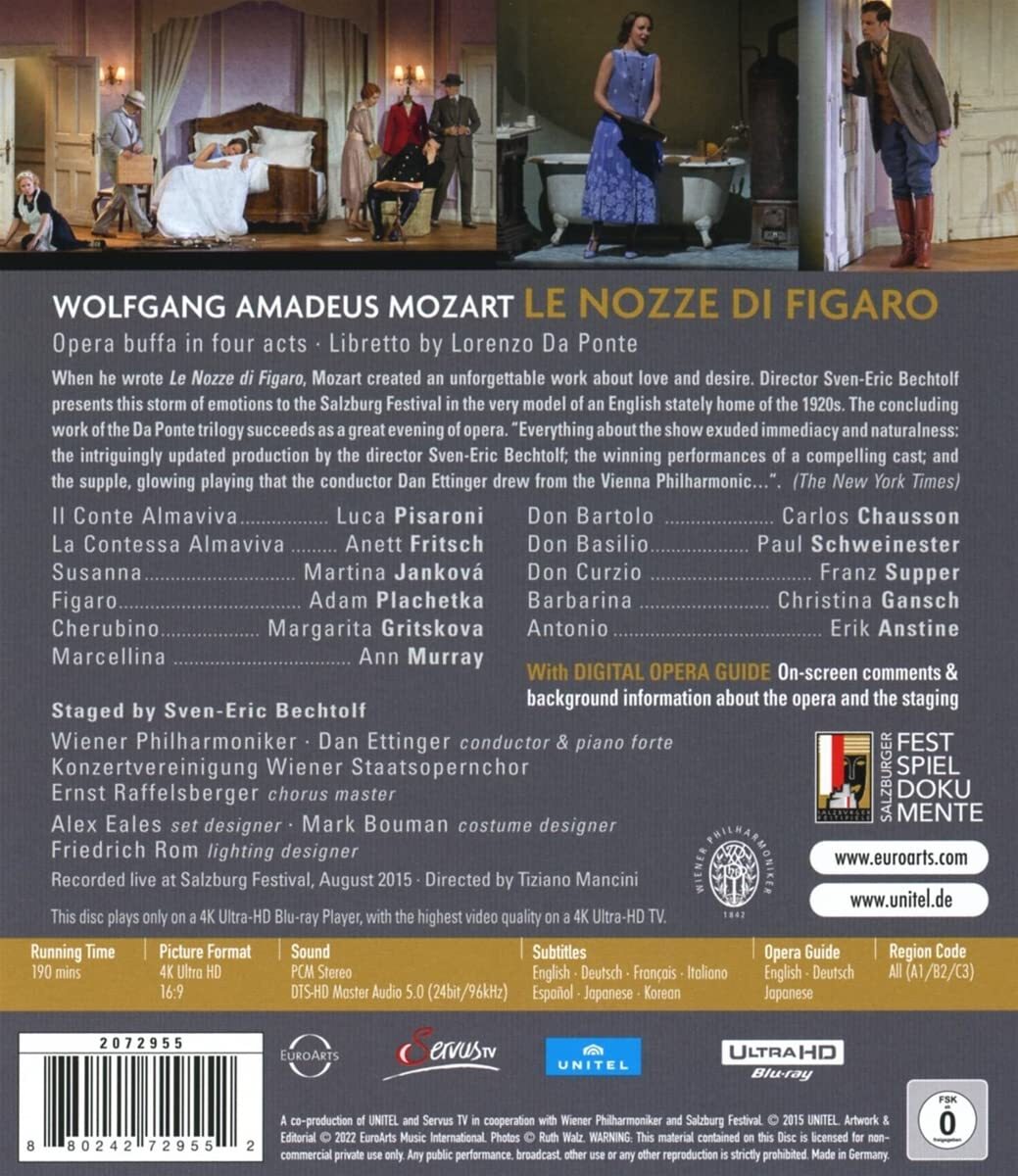 Mozart: Le nozze di Figaro 4K Blu-ray (Wiener Philharmoniker