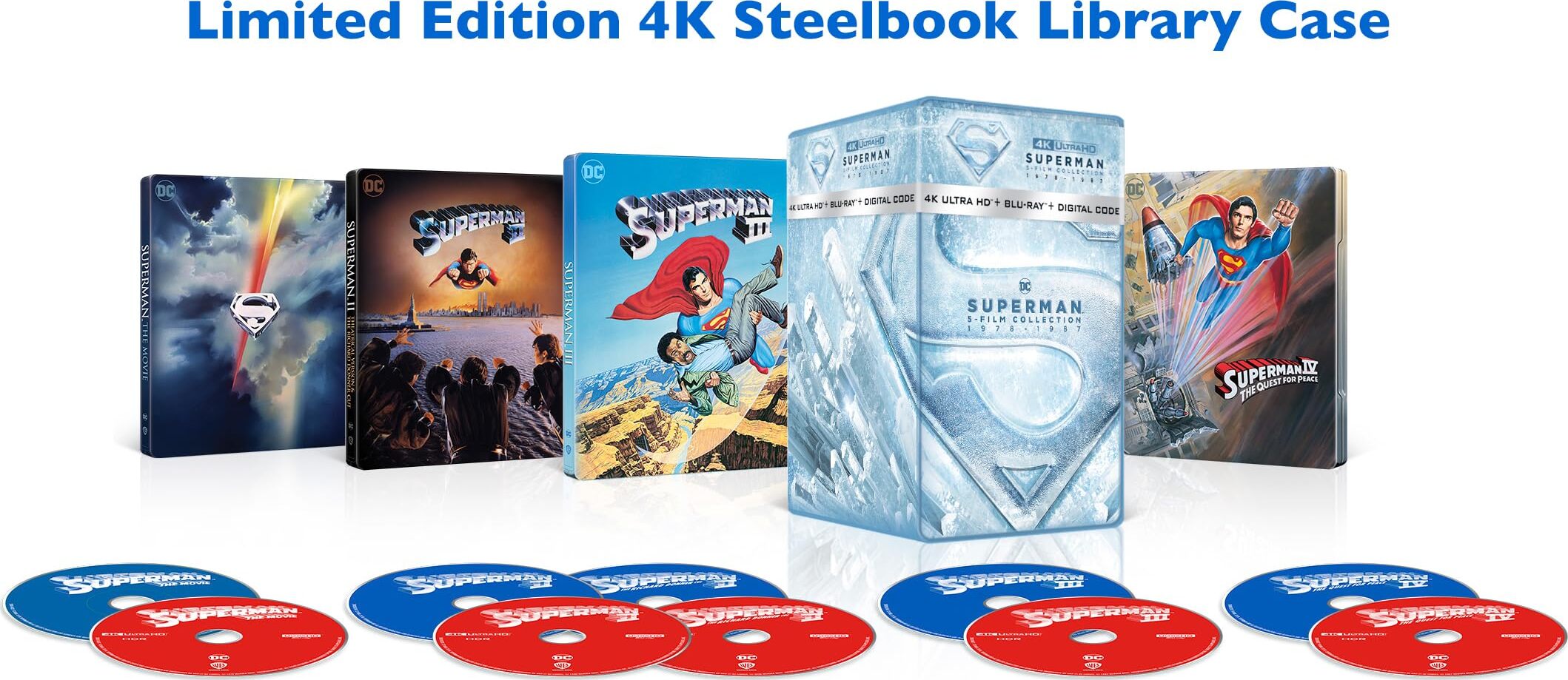 Superman I-IV 5-Film Collection 4K UHD (1978-1987) New 2025