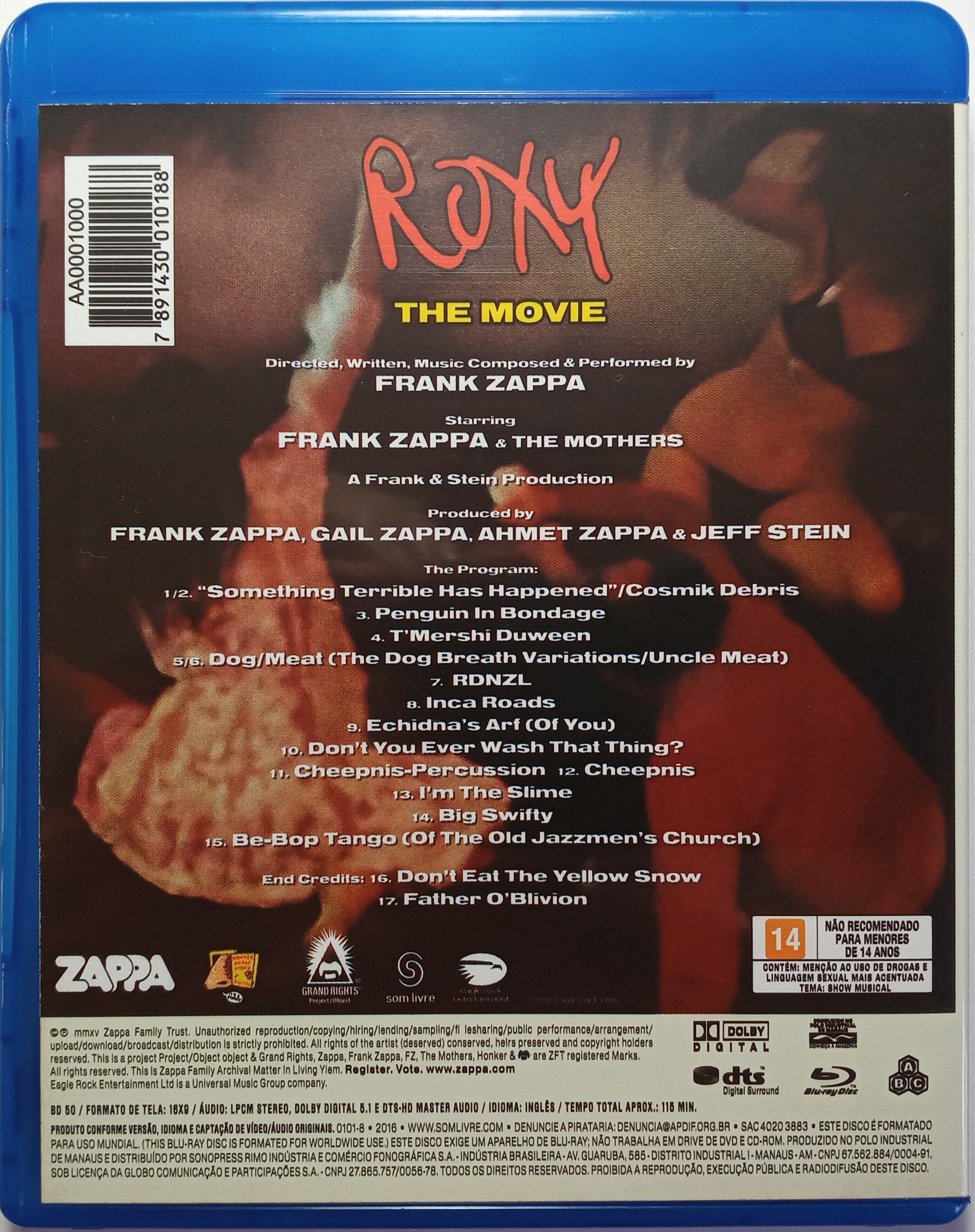 Roxy: The Movie Blu-ray (Frank Zappa & The Mothers) (Brazil)
