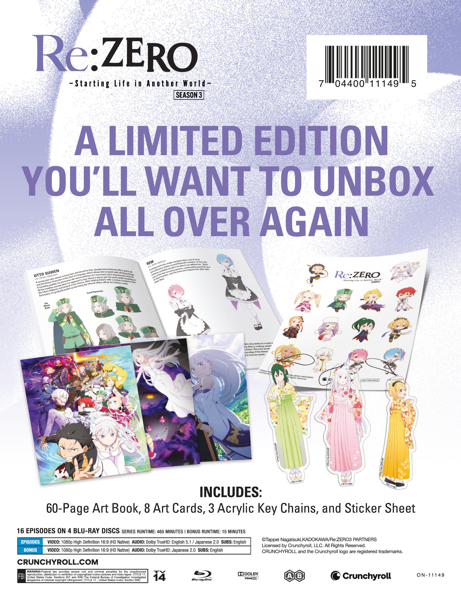 Re:Zero -Starting Life in Another World- Season 3 Blu-ray (Limited