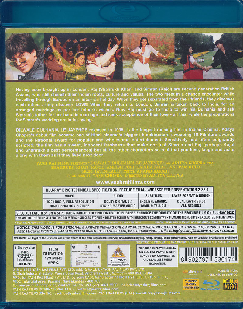 Dilwale Dulhania Le Jayenge Blu Ray The Big Hearted Will Win The Bride India