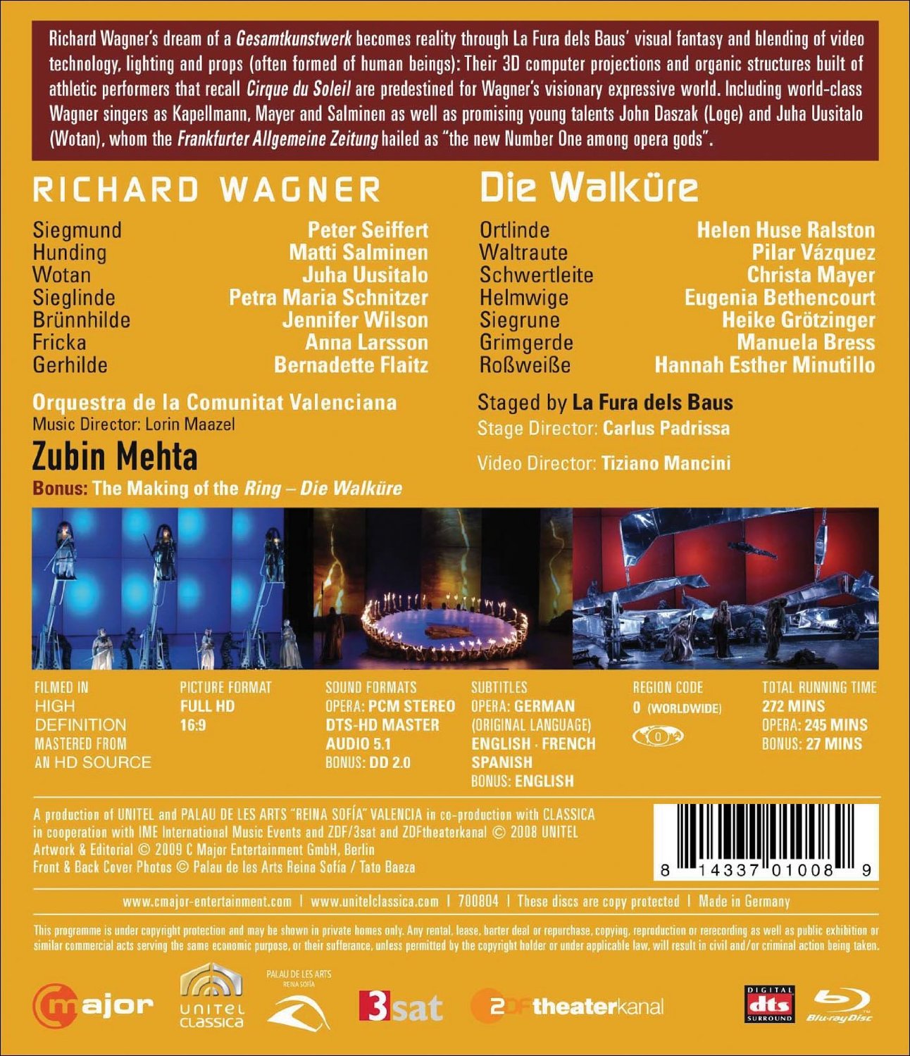 Wagner: Die Walkure Blu-ray (Staged by La Fura Dels Baus)