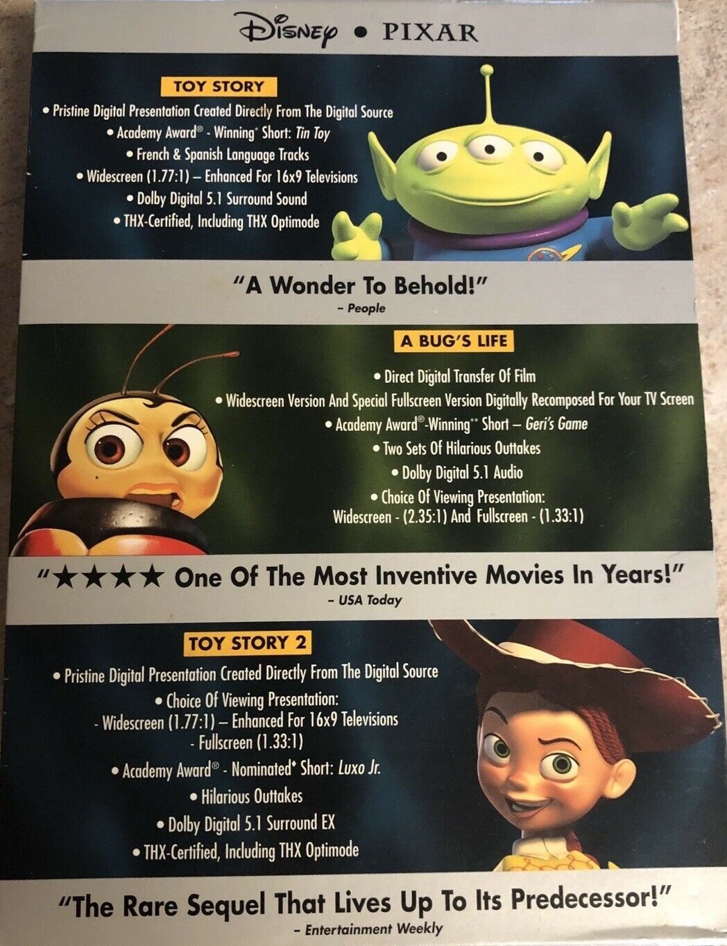 disney pixar dvd 3 pack