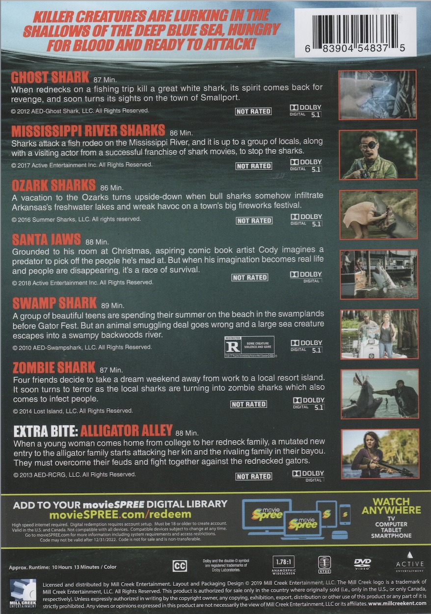 Shark Bait: 6 Killer Shark Films DVD (Ghost Shark / Mississippi River Sharks  / Ozark Sharks / Santa Jaws / Swamp Shark / Zombie Shark / Alligator Alley)