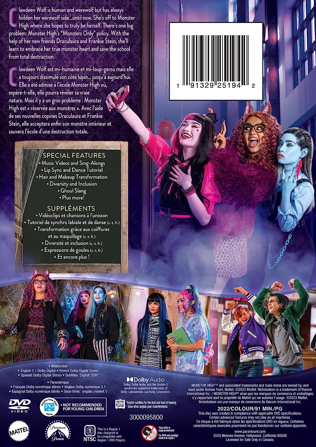 Monster High The Movie DVD Bilingual Canada