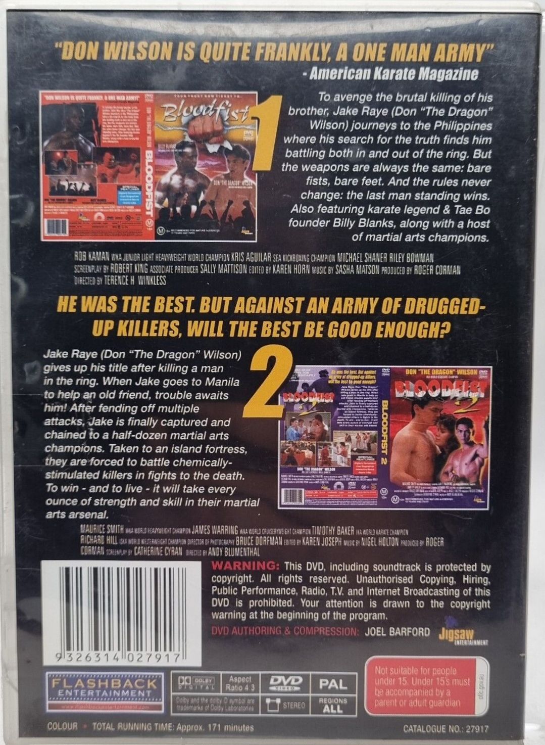 Bloodfist / Bloodfist II DVD (Australia), image size:1079x1474