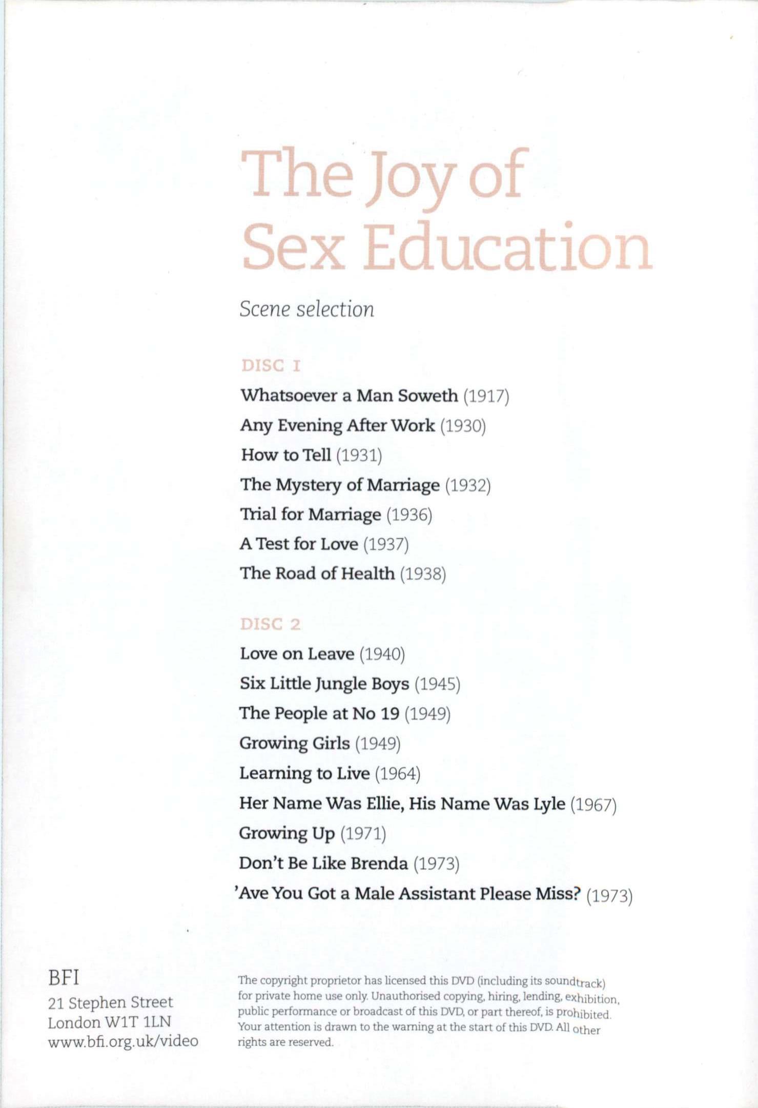 The Joy of Sex Education DVD (United Kingdom)