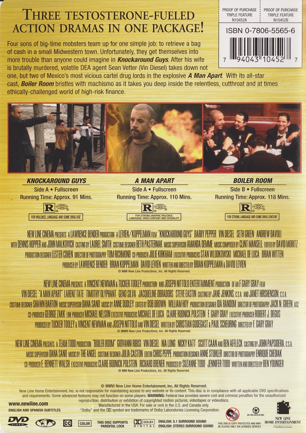 Knockaround Guys / A Man Apart / Boiler Room DVD (Triple Feature), image size:996x1410