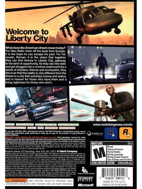 Grand Theft Auto IV Xbox 360