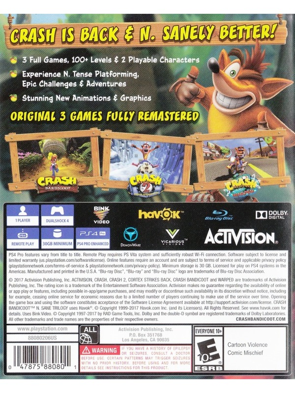 Blæse tøjlerne effekt Crash Bandicoot N. Sane Trilogy PS4
