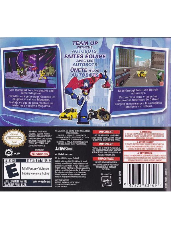 Transformers Animated The Game DS